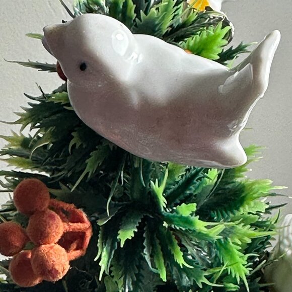 Porcelain Dove Bird Ornaments Two Clip on Christmas Tree Holiday Home Decor - Picture 5 of 8